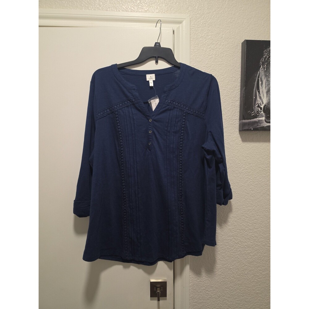 NWT Dressbarn Navy Blue 3/4 Sleeve Tunic Top Sz 2X